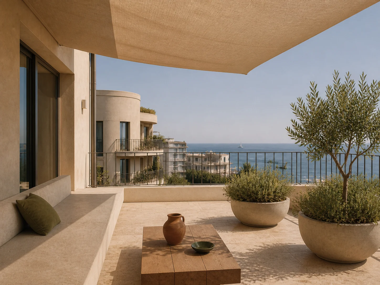 Terraza de Solana Home con vistas al mar
